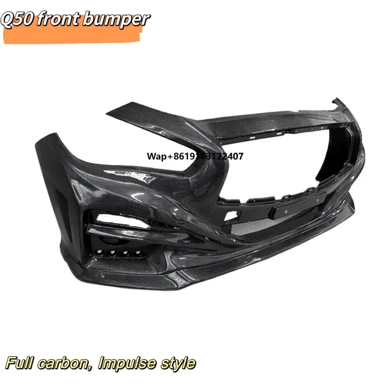 MRD Full Carbon Fiber Front Bumper Impulse Style for Infiniti Q50 2014+ Regular Carbon Honeycomb Front Bumper